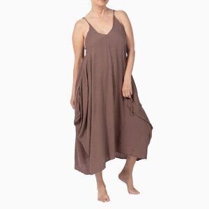 Geneva Dress Halter Neck Adjustable Strap Midi Maxi Flowy Boho Travel Brown
